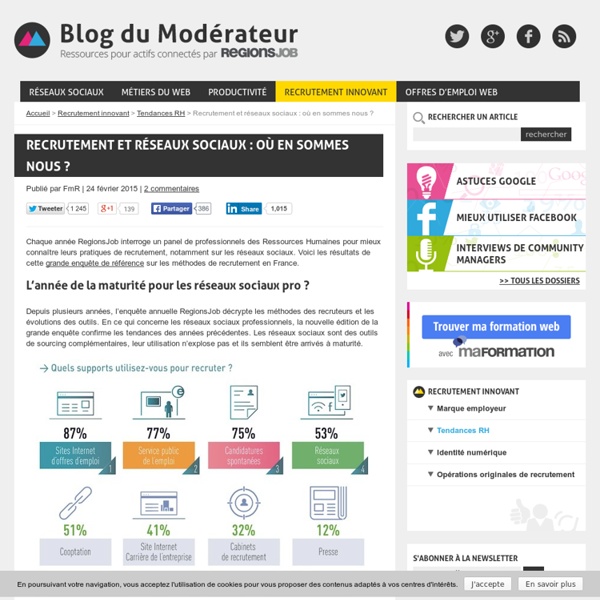 Recrutement et réseaux sociaux : où en sommes nous ?