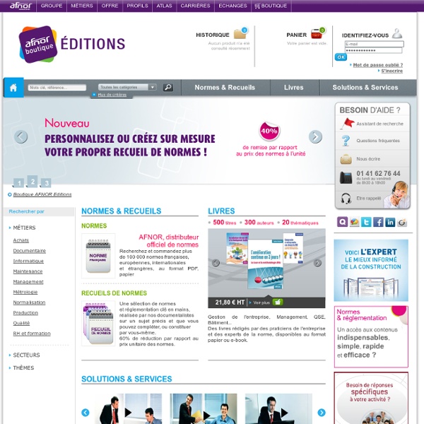 Normes, recueils & livres (HTML, PDF, Papier) Boutique Afnor Éditions