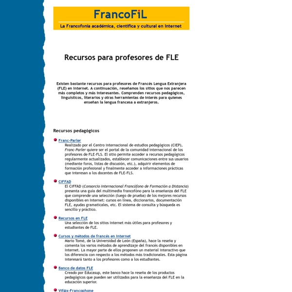 Recursos para profesores de francés lengua extranjera