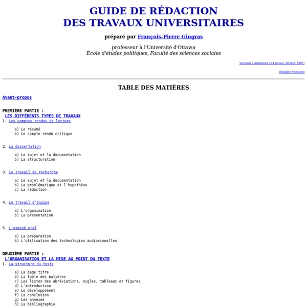 Guide de rédaction des travaux universitaires