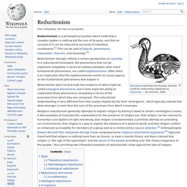Reductionism, wikipedia