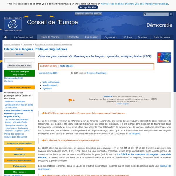 Cadre euro commun de référence pour les langues (CECRL)