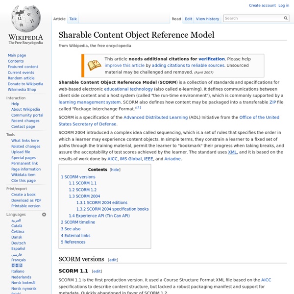 Sharable Content Object Reference Model