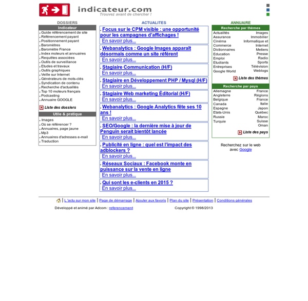 Indicateur - moteur de recherche, site d'information référencement & positionnement
