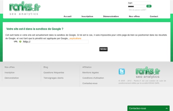 Outil referencement : test de sandbox Google - Ranks.fr