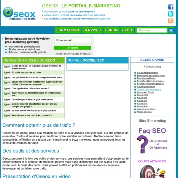 Oseox : Cours Référencement Liens Sponsorisés Affiliation Emailing