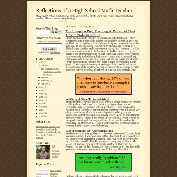Reflections of a High School Math Teacher
