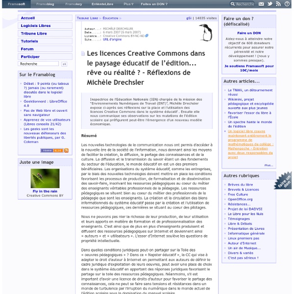 Les licences Creative Commons dans le paysage éducatif de l’édition... rêve ou réalité ? - Réflexions de Michèle Drechsler - Éducation