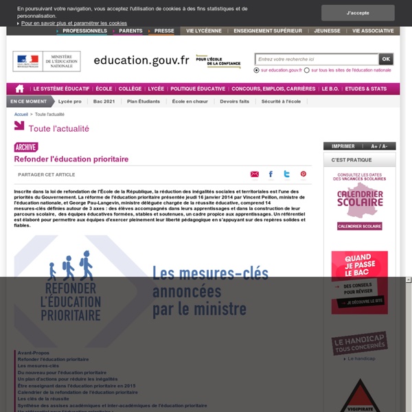 Eduscol - Refonder l'éducation prioritaire