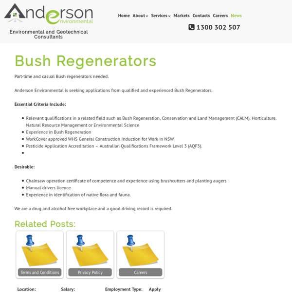 Bush Regenerators – Anderson Environmental