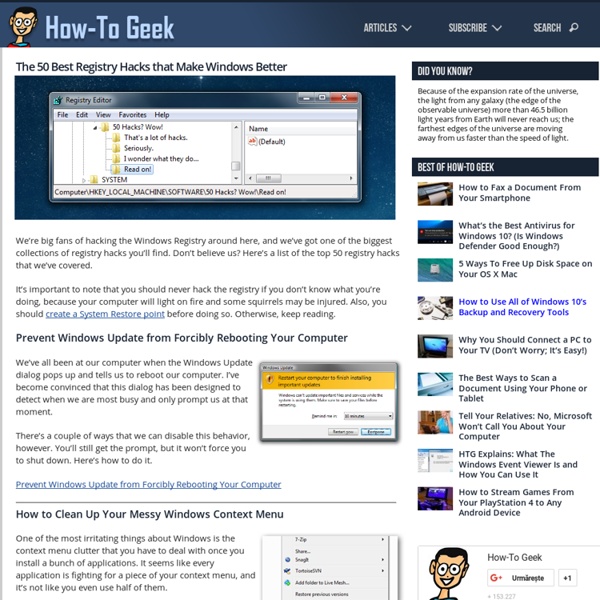 The 50 Best Registry Hacks that Make Windows Better