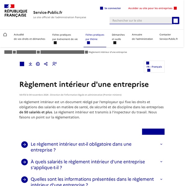 Règlement intérieur d'une entreprise