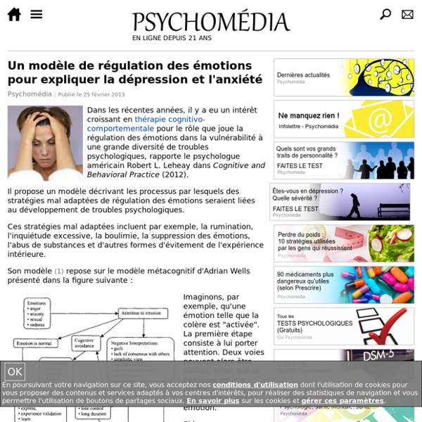 Un modèle de régulation des émotions pour expliquer la dépression et l'anxiété