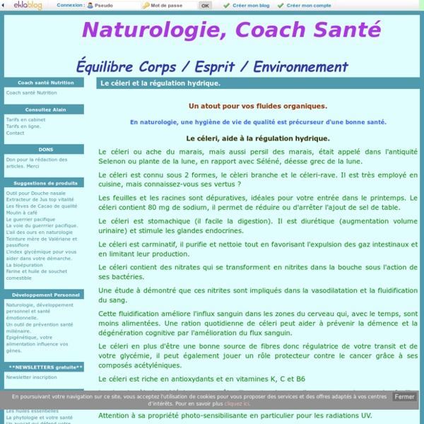 Le céleri et la régulation hydrique. - Naturologie, Coach Santé
