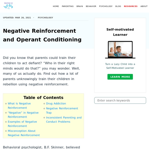 Negative Reinforcement and Operant Conditioning