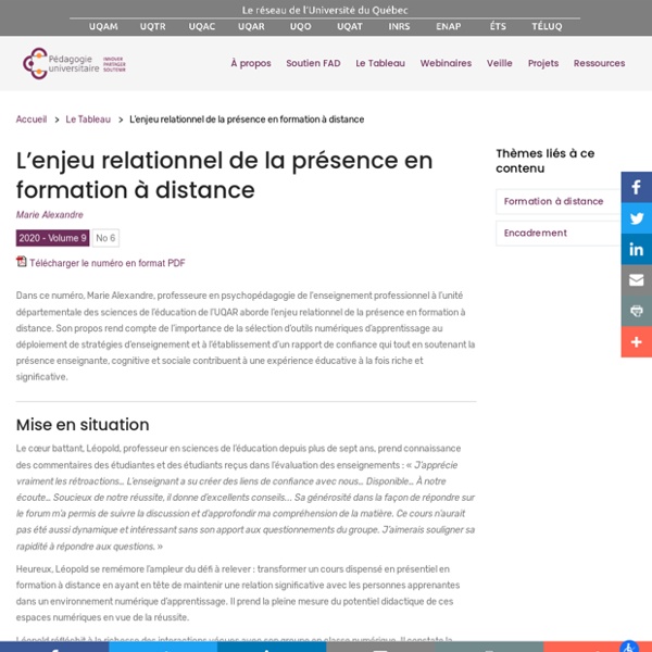 L’enjeu relationnel de la présence en formation à distance