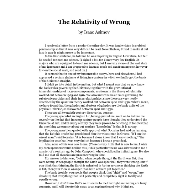 The Relativity of Wrong