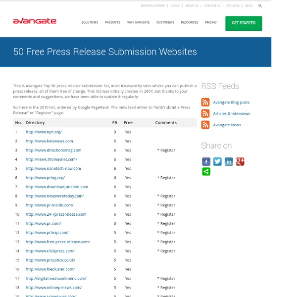 50 Free Press Release Submission Websites