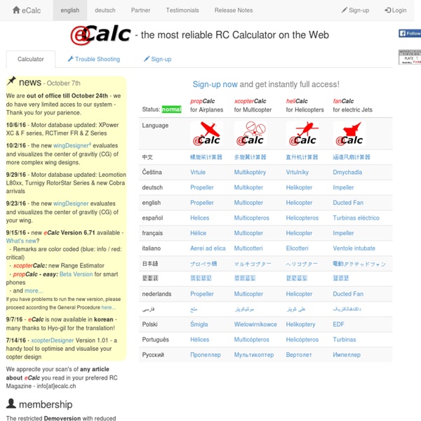 eCalc - the most reliable RC Calculators on the Web for electric Motors