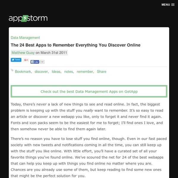 The 24 Best Apps to Remember Everything You Discover Online « Web.AppStorm