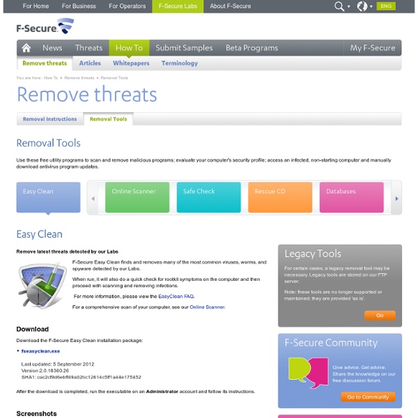 How To - Remove threats - Free Removal Tools