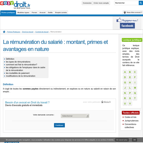 La rémunération du salarié : montant, primes et avantages en nature