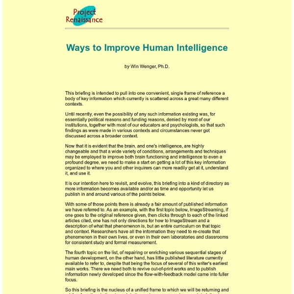 Ways to Improve Human Intelligence