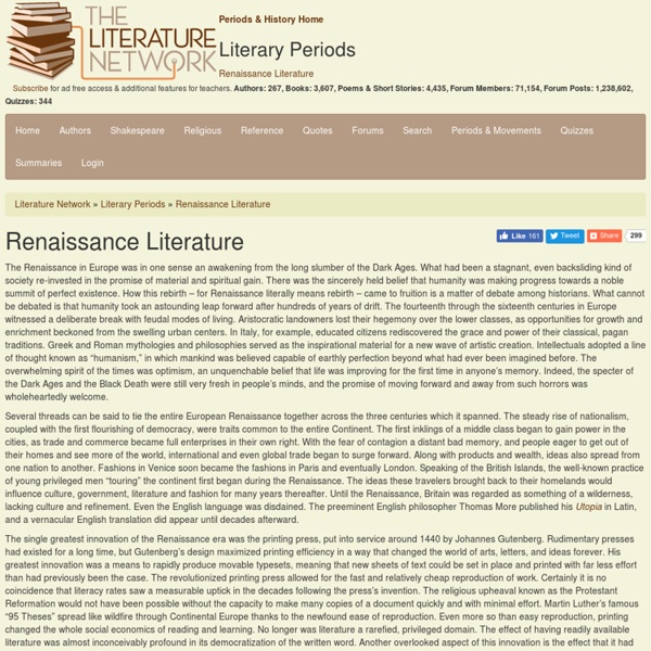 Renaissance Literature - Literature Periods & Movements
