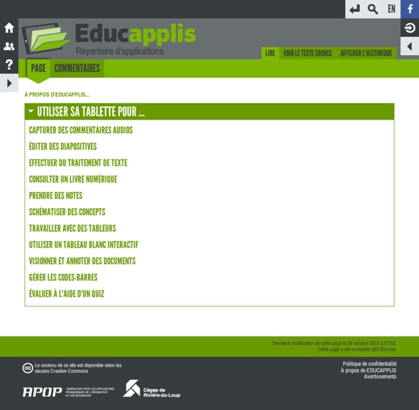 Répertoire d'applications — EDUCAPPLIS