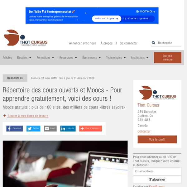 Répertoire des cours ouverts et Moocs - Pour apprendre gratuitement, voici des cours ! - Thot Cursus