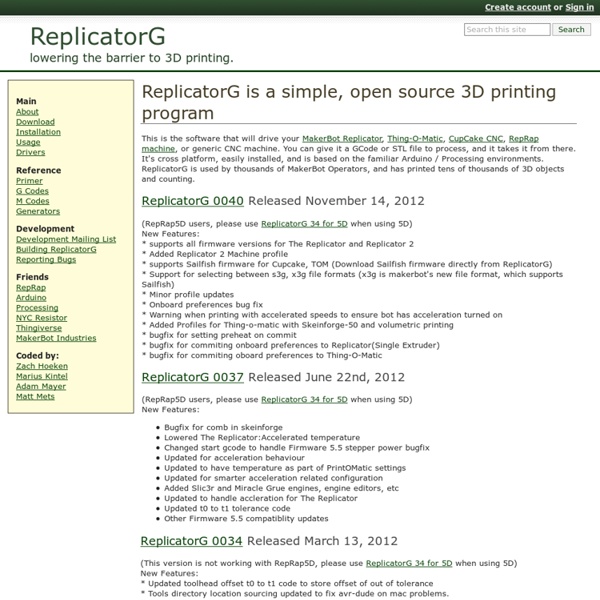 ReplicatorG is a simple, open source 3D printing program - ReplicatorG