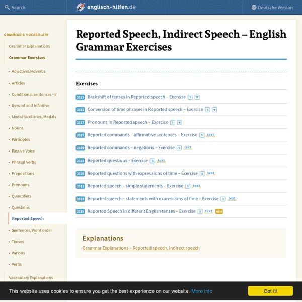 Reported Speech - Grammar Exercises