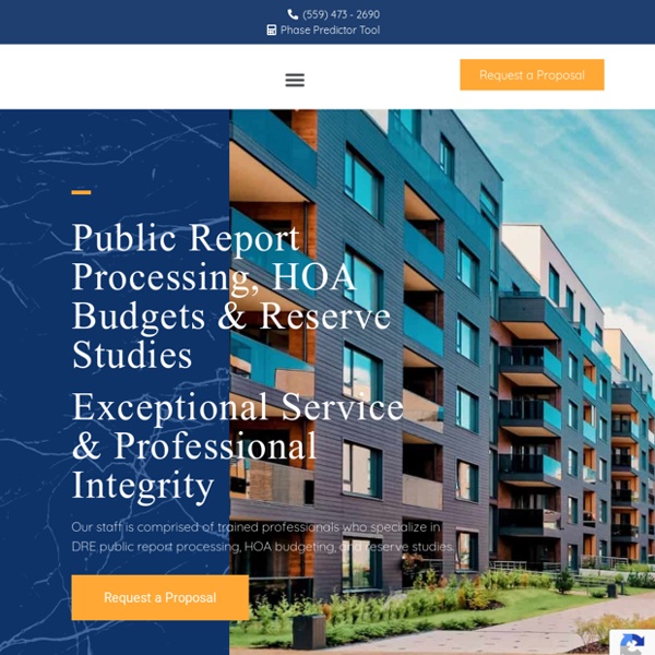 DRE Public Reports, HOA Budgets, Reserve Studies