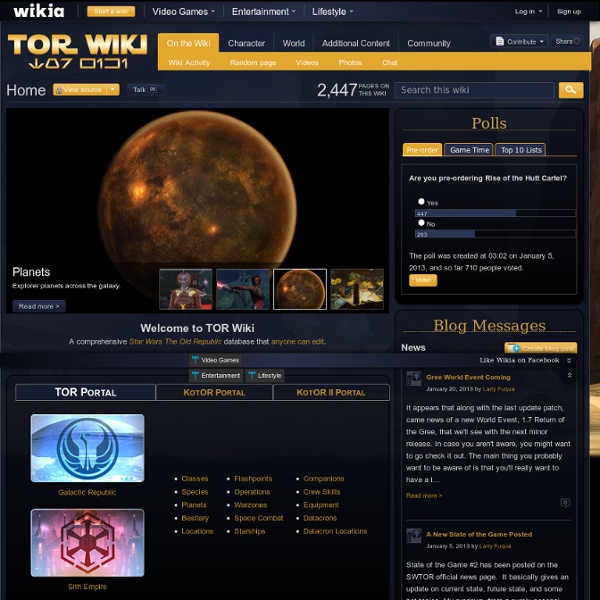 Star Wars: The Old Republic Wiki - classes, species, guilds and more