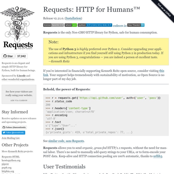 Requests: HTTP for Humans — Requests 2.18.1 documentation