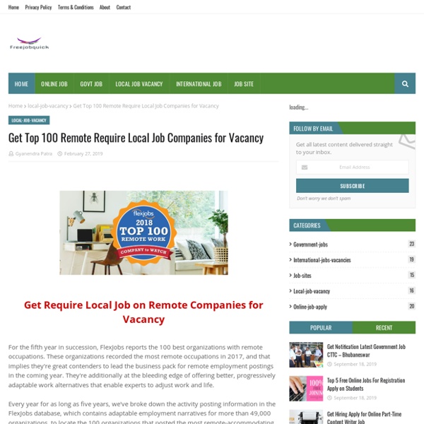 Get Top 100 Remote Require Local Job Companies for Vacancy