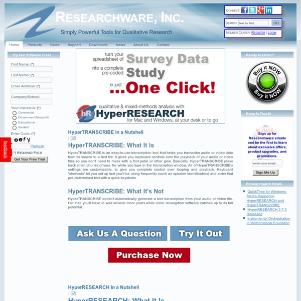 Researchware - Qualitative Research Software for the Analysis of Qualitative Data