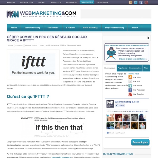 Gérer comme un pro ses réseaux sociaux grâce à IFTTTT