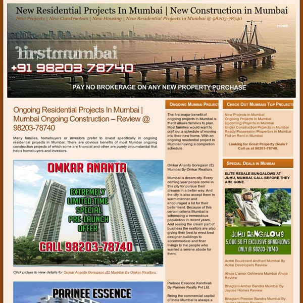 Ongoing Real Estate Projects In Mumbai