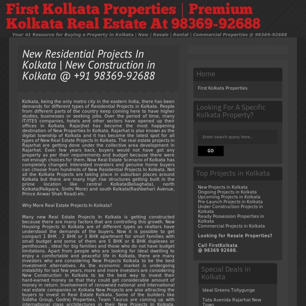 Why invest in Kolkata New Residential Projects