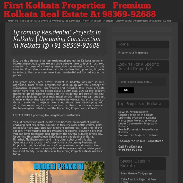 Kolkata Upcoming Residential Projects