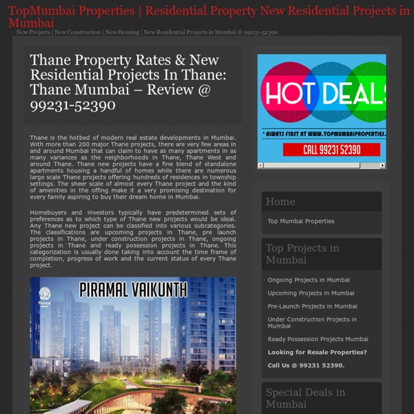 » Thane Property Rates & New Residential Projects In Thane: Thane Mumbai – Review @ 99231-52390