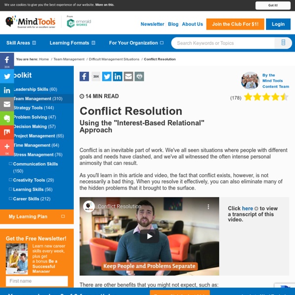 Conflict Resolution - Resolving conflict rationally and effectively - Leadership training from MindTools