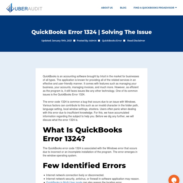 How To Resolve QuickBooks Error 1324 - UberAudit
