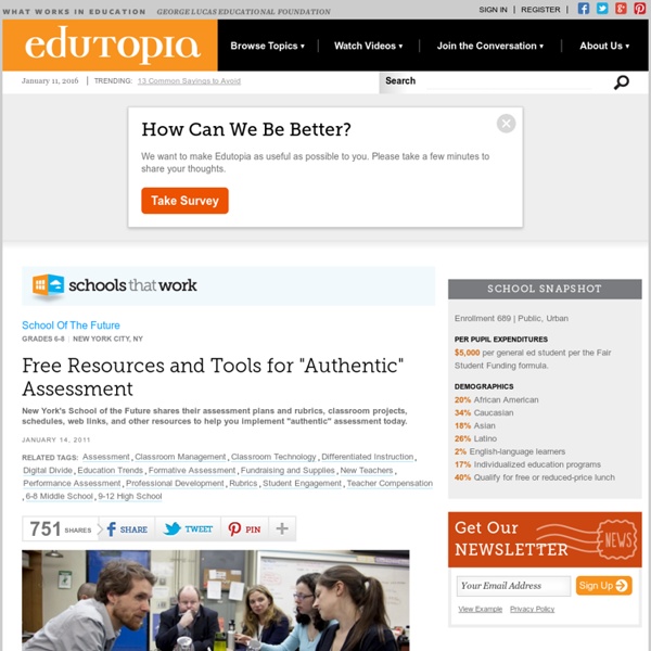 Free Resources and Tools for "Authentic" Assessment
