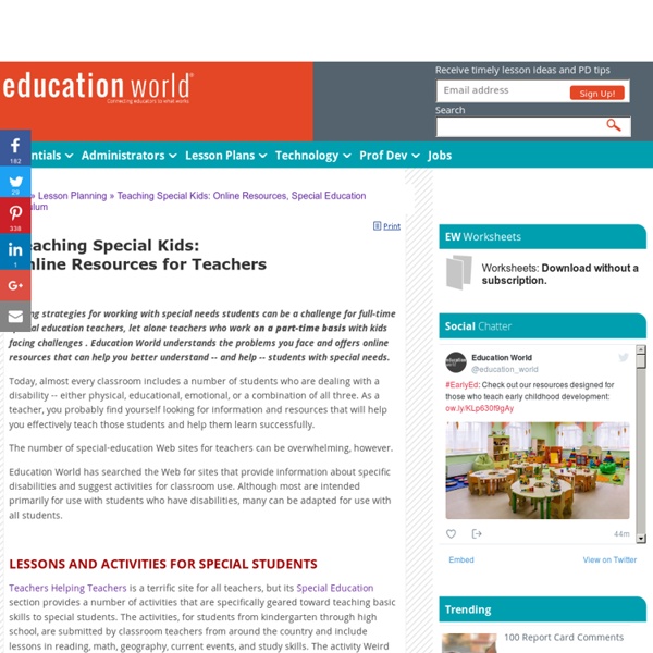 Teaching Special Kids: Online Resources, Special Education Curriculum
