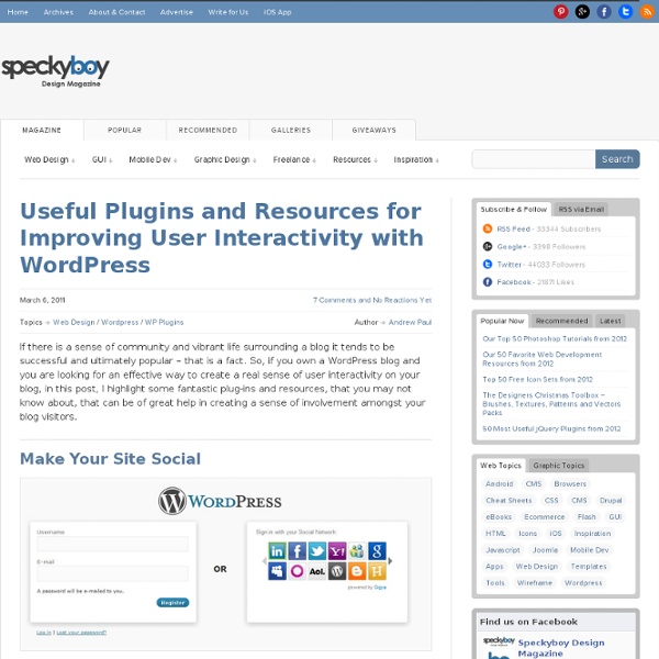 Plugins and Resources for Improving User Interactivity with Wordpress