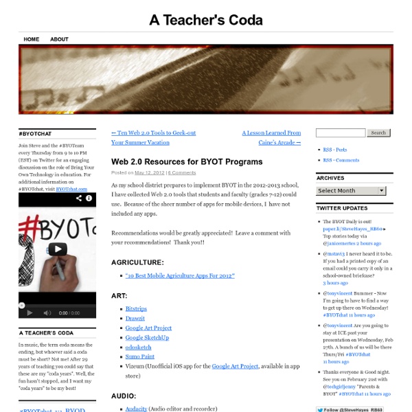 Web 2.0 Resources for BYOT Programs