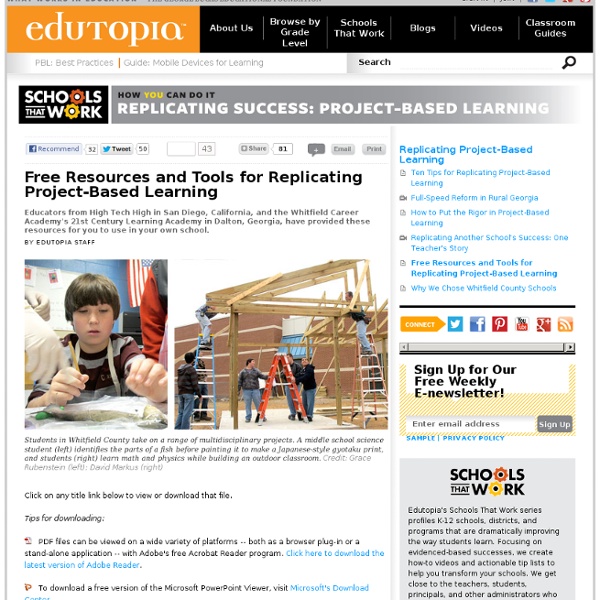 Free Resources and Tools for Replicating Project-Based Learning