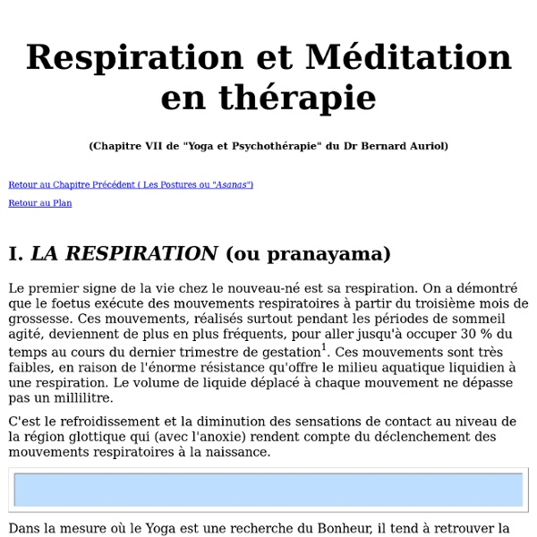 Respiration et MEDITAT° en thérapie